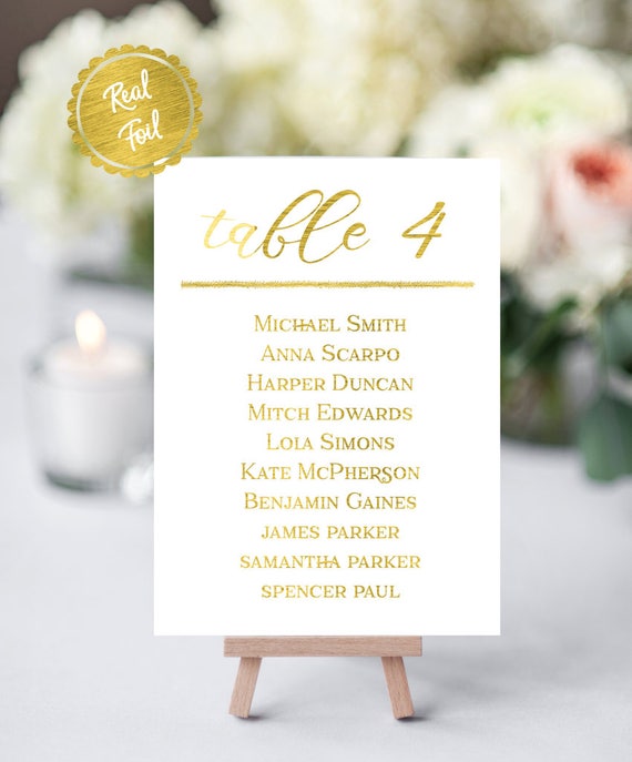 Table Number Chart Wedding