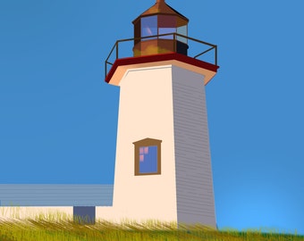 Pocasset ailes de cou, décoration murale giclée, impression phare Cape Cod