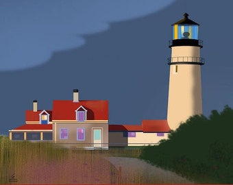 Highland Light Truro Cape Cod giclée 8 x 10 Impression phare de Cape Cod