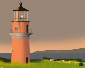 Tête de mort gay impression phare d'Aquinnah Art Martha's Vineyard 8 x 10 po. Giclée Gay Head B&B Wall Decor Nautical Jaws de Lambert