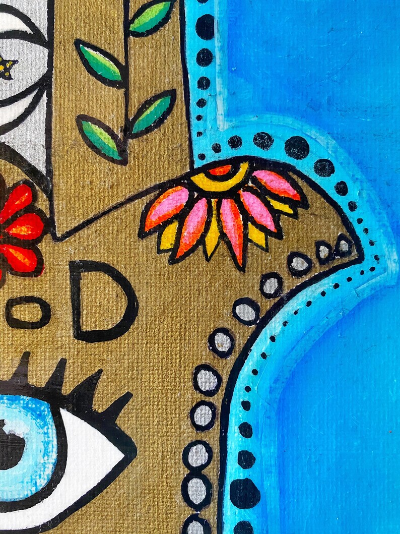 Good Vibes Hamsa Acrylic Painting Canvas Art