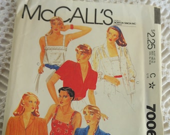 Vintage 1980's McCall's 7006 Sewing Pattern Misses' Blouse and Camisole Size 12 Bust 34