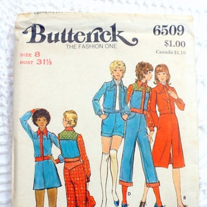 1970&#39;s Butterick 6509 Sewing Pattern-Misses Jacket Pants Shorts and Skirt Size 8 Bust 31.5 UNCUT