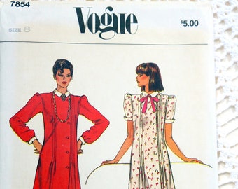 Vintage Vogue 7854 Sewing Pattern  Misses' Shirtdress  Size 8 Bust 30.5 UNCUT