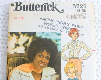 Vintage 1970's Butterick 5727 Sewing Pattern- Misses' Shirt Size 16  Bust 38 UNCUT