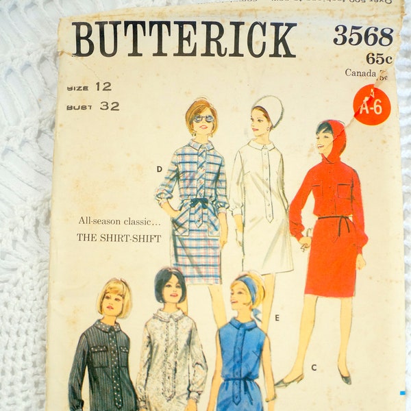1960's Butterick T-Shirt Dress Pattern - Bust 38