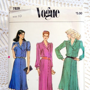 Vintage Vogue 7828 Sewing Pattern  Misses' Shirtdress  Size 10 Bust 32.5 UNCUT