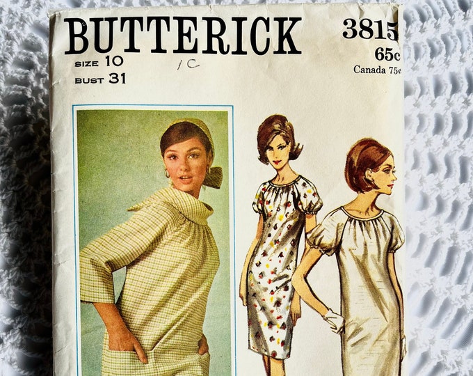 Vintage 1960s Butterick 3815 Sewing Pattern - Misses' One Piece Dress ...