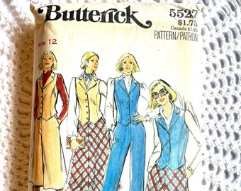 Vintage 1970's Butterick 5527 Sewing Pattern-Misses' Vest Skirt Culottes and Pants Size 12 Bust 34