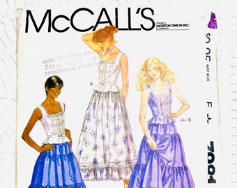 Vintage jaren 1980 McCall's 7981 Laura Ashley Naaipatroon-Misses' Top en Rok Maat 10 Buste 32,5 ONBESNEDEN