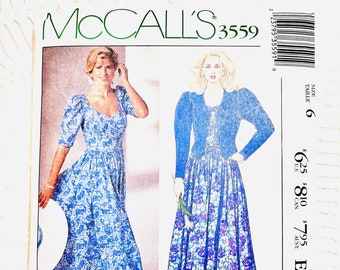 Vintage 1980s McCall's 3559 Laura Ashley Sewing Pattern-Misses' Jacket and Dress Size 6 Bust 30.5 UNCUT