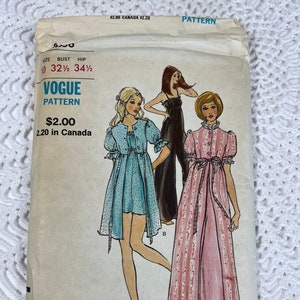 Vintage 1970's Vogue 8186 Sewing Pattern - Misses' Playsuit Pajamas and Robe Size 10 Bust 32.5 UNCUT
