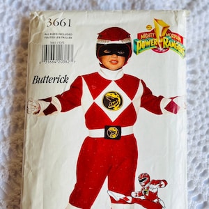 Vintage 1990s Butterick 3661 Sewing Pattern - Costume Jumpsuit for Jason-Red Power Ranger All Sizes Chest 21-30 INCOMPLETE