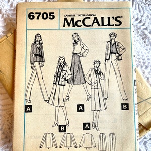 Vintage 1970's McCall's 6705 Sewing Pattern-Misses' Jacket Blouse Skirt and Pants Size 8 Bust 31.5 UNCUT image 2