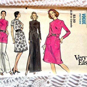 Vintage 1970&#39;s Very Easy Vogue Sewing Pattern 8240 - Misses&#39; Dress or Tunic Top Size 12 Bust 34 UNCUT