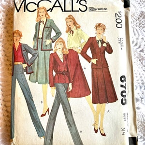 Vintage 1970's McCall's 6705 Sewing Pattern-Misses' Jacket Blouse Skirt and Pants Size 8 Bust 31.5 UNCUT image 4