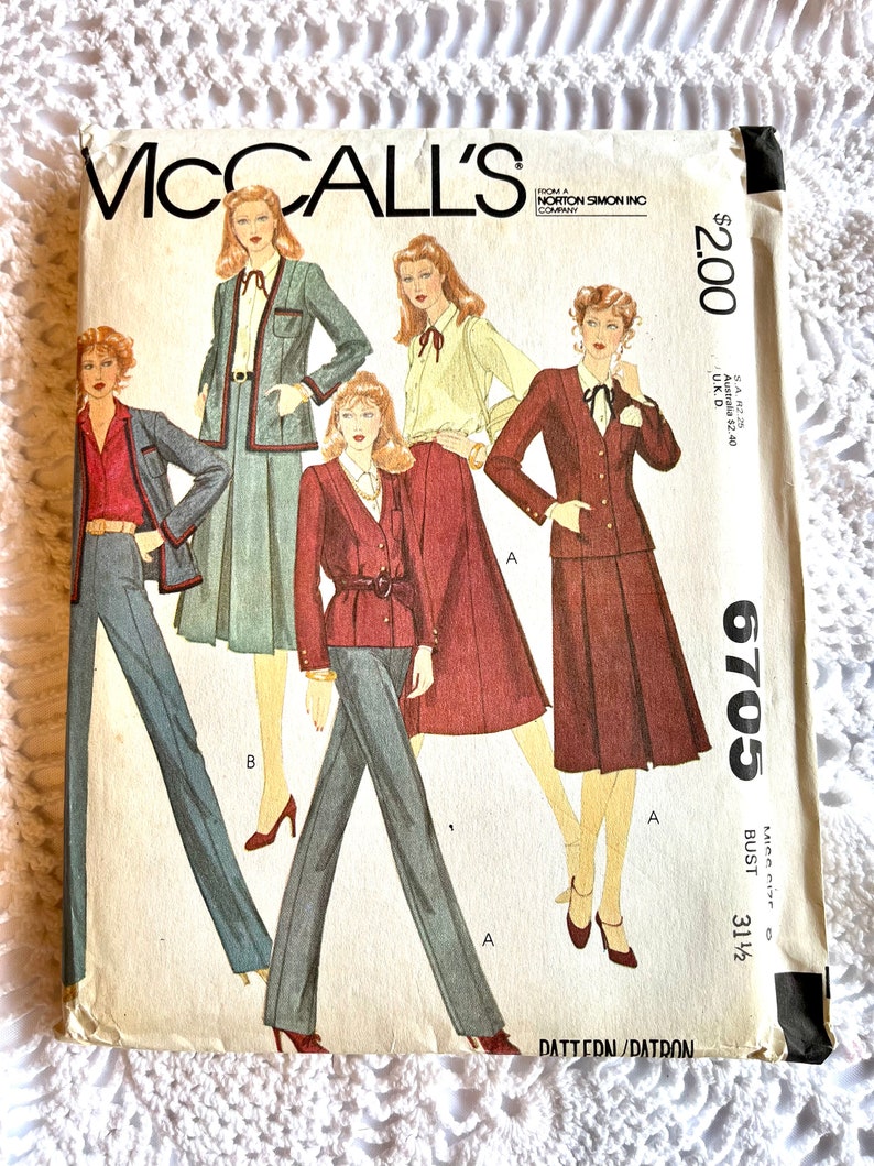 Vintage 1970's McCall's 6705 Sewing Pattern-Misses' Jacket Blouse Skirt and Pants Size 8 Bust 31.5 UNCUT image 4