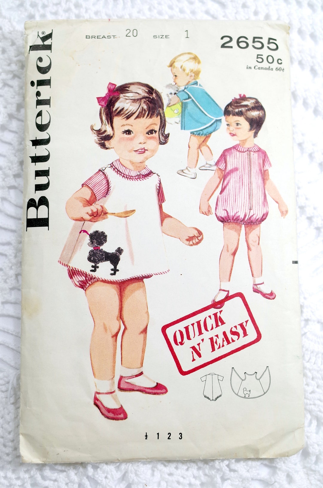 Patron De Robe Vintage Fille Butterick 3345 - Taille 6 (tour De Poitrine 24") - Non Coupé