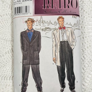 1990's Simplicity Retro 8879 Sewing Pattern - Men's Zoot Suit Jacket and Pants Chest Size 38 40 42 44 UNCUT