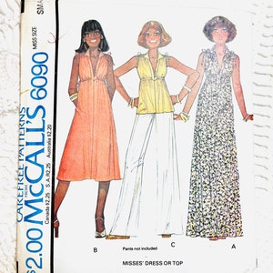 Vintage 1970's McCall's 6090 Sewing Pattern Misses' Dress or Top Size Small 10-12 Bust 32.5-34 UNCUT image 4