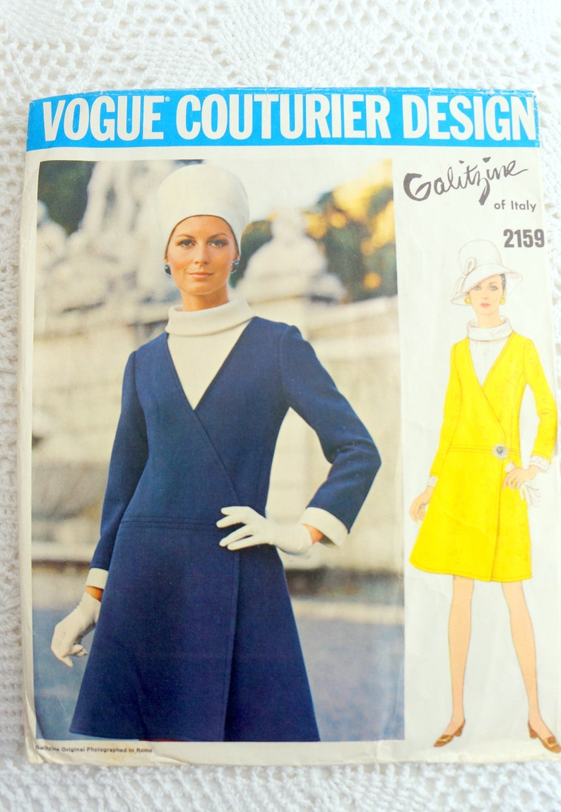 Vintage 1960's Vogue Couturier Design 2159 Galitzine Sewing Pattern-Misses Dress and Top Size 14 Bust 36 image 1