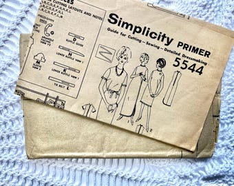 Vintage 1960's Simplicity 5544 Sewing Pattern- Misses' Shift Dress