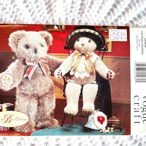 Vintage 1990 Vogue Craft 595 Schnittmuster - Gefüllte dekorative Bären Größe 20 cm groß ungeschnitten