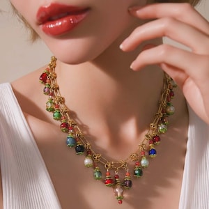 Eclectic Cluttercore Charm Necklace | Mixed Media Assemblage Jewelry with Ornate Bead Caps | One-of-a-Kind Statement