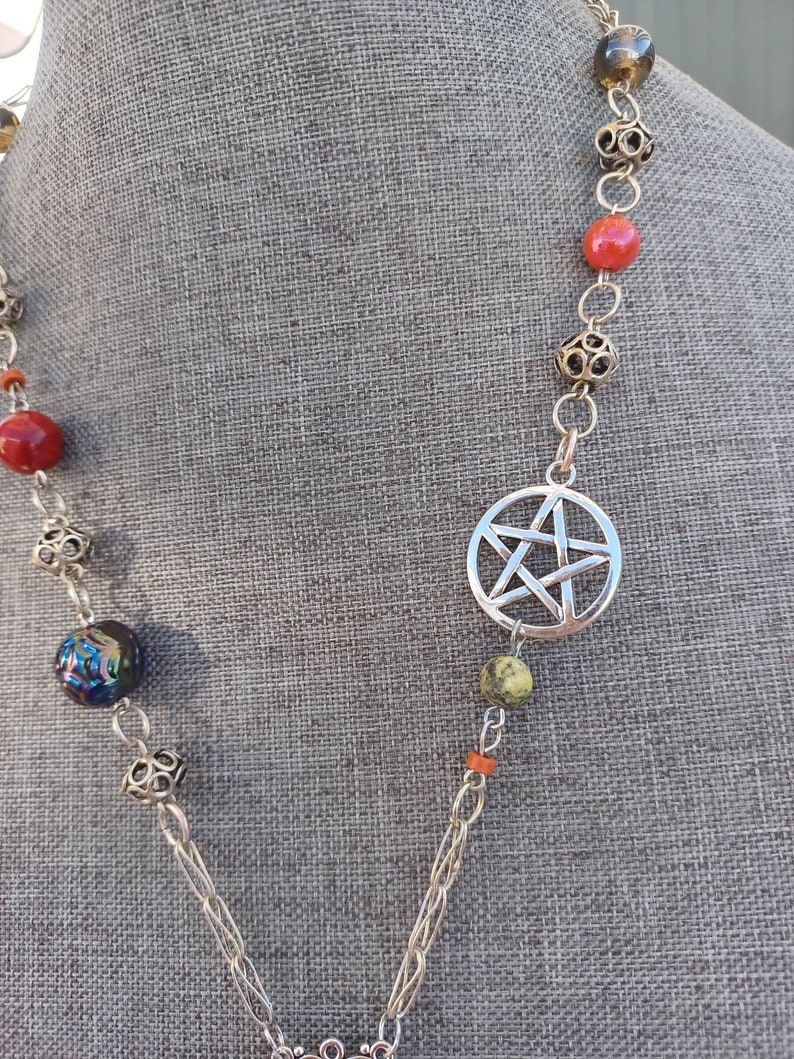 Dragon Vein Agate Pentagram Talisman, 22 Necklace,unique Handmade ...