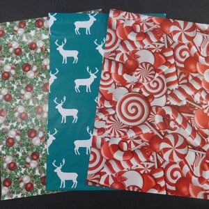 100 10x13 WEIHNACHTEN Reh und Zuckerstange Poly Mailer Selbstversiegelung Klebefolie Kunststoff Flachumschlag wasserfest Versand reißfest leicht