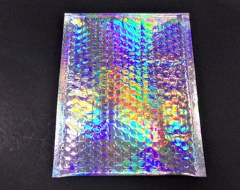 100 HOLOGRAPHIC 6x10 Metallic Bubble Mailer Self Seal Adhesive Envelopes Protective Padded Wrap Shipping Supply Mailer Sturdy Lightweight