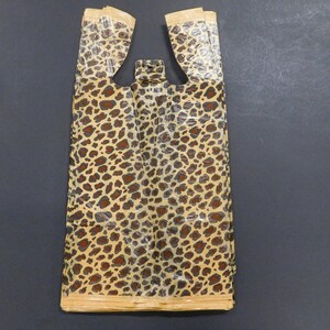 200 Leopard Zebra Print Design Plastic T-Shirt Shopping Bags Handles 8"x5"x16" 
