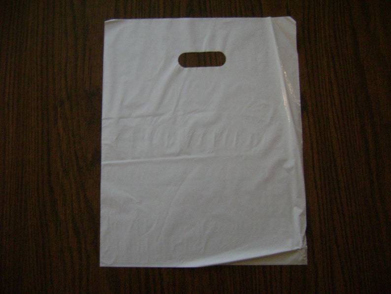 100 Pack 12X15 White Merchandise Bags Glossy Handles Low Etsy UK
