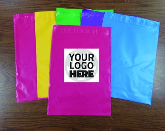 25-200 CUSTOM LOGO 9x12 Color Poly Mailers Self Seal Adhesive Strip Plastic Flat Glossy Bag Envelopes Shipping Tear Proof Lightweight