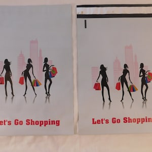 10-100 12x15.5 Designer Lets Go Shopping Mailers Self Seal Adhesive Plastic Flat Envelope Water Resistant Shipping Tear Proof Lightweight