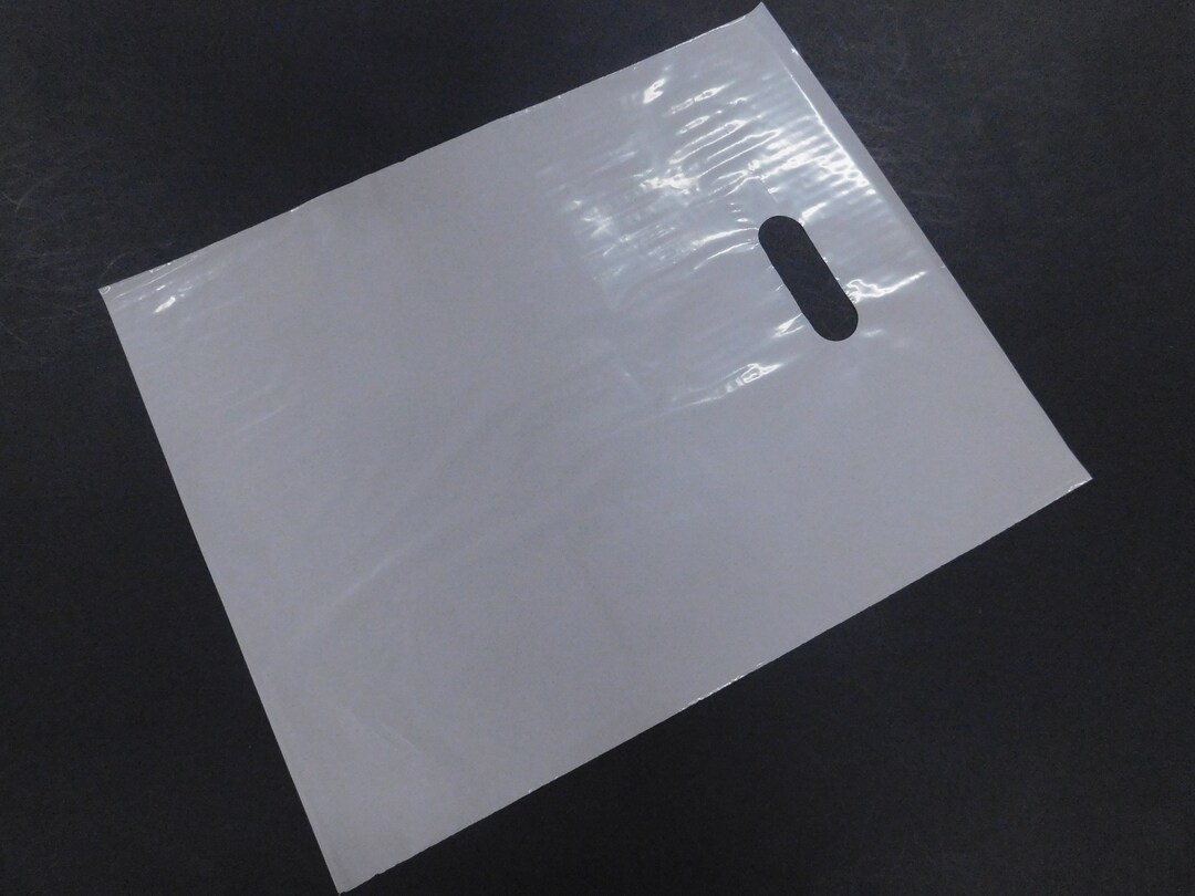 25 Pack 12X15 Gray Merchandise Bags Glossy Handles Low Density Etsy