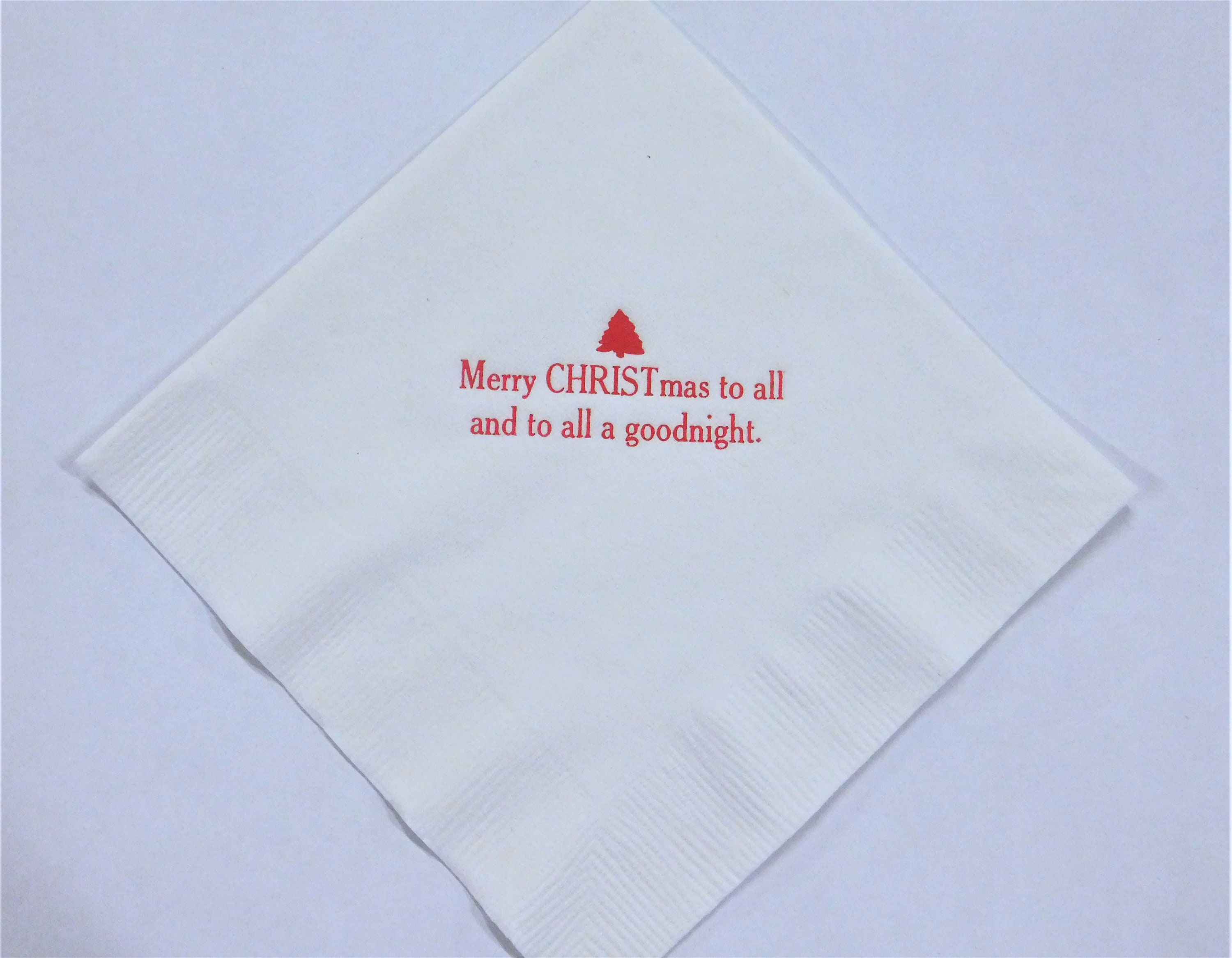 CHRISTMAS TREE LOGO 50 Personalized printed cocktail beverage napkins 