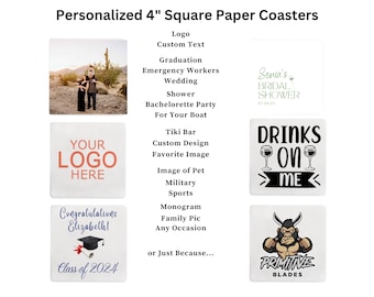 1-100 Custom Personalized Drink Coaster 4" | Logo | Company Promotional | Wedding | Shower | Party Favor | Gift | Monogram | Pet Photo Image