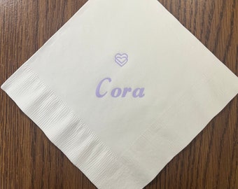 25-500 Personalized LUNCHEON Napkins, Custom Stamped Cocktail All Occasion, Foil Printed, Wedding Favors, Bridal Shower, Graduation Parties