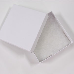1-100 White Jewelry Boxes | Cotton Lined Small Gift Box Earrings Bracelet Trinket | 3.5x3.5x1