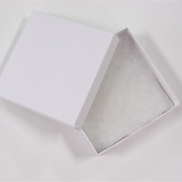 1-100 White Jewelry Boxes | Cotton Lined Small Gift Box Earrings Bracelet Trinket | 3.5x3.5x1