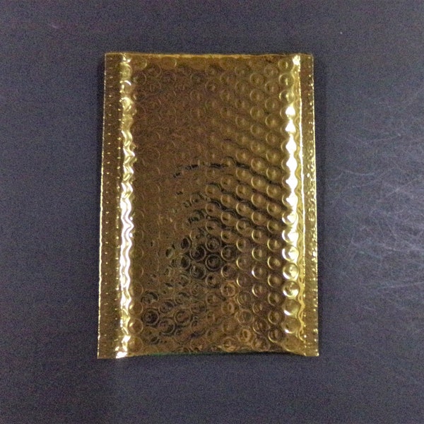 100 GOLD 4x8 Metallic Bubble Mailer Self Seal Adhesive #000 Envelope Padded Shipping Supply Mailer Sturdy Lightweight