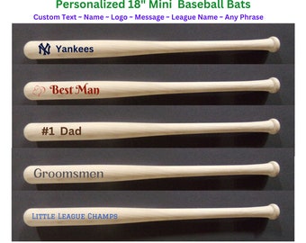 Custom Personalized 18" Mini Wood Baseball Bats | #1 Dad | Souvenir | Boyfriend Gift | Custom Text Design | Groomsmen | Team | Trophy