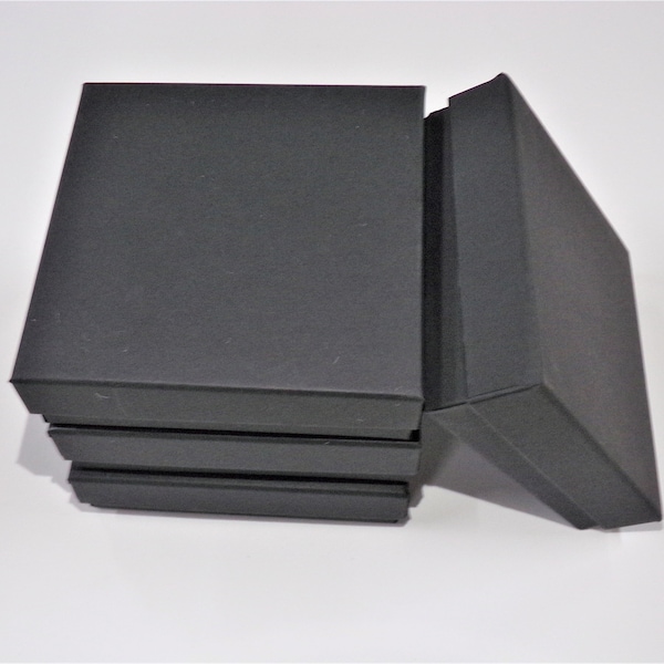 1-100 Black Jewelry Boxes | Cotton Lined Small Gift Box Earrings Bracelet Trinket | 3.5x3.5x1