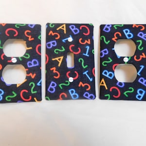 Light Switch Plate Outlet Plug Cover Custom Primary Color ABC 123 Red Blue Green Cable Rocker Baby Protective Plug Inserts