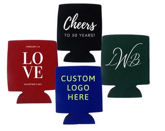 Foam Custom Logo Can Cooler Personalized Wedding Favors, Bridal Shower, Graduation Parties, Birthday, Beer Koozie, Promotional Products Gift