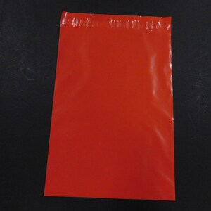 10-100 9x12 レッド ポリメーラー セルフシール 粘着プラスチック フラット封筒バッグ 光沢 防水 発送 破れにくい 軽量
