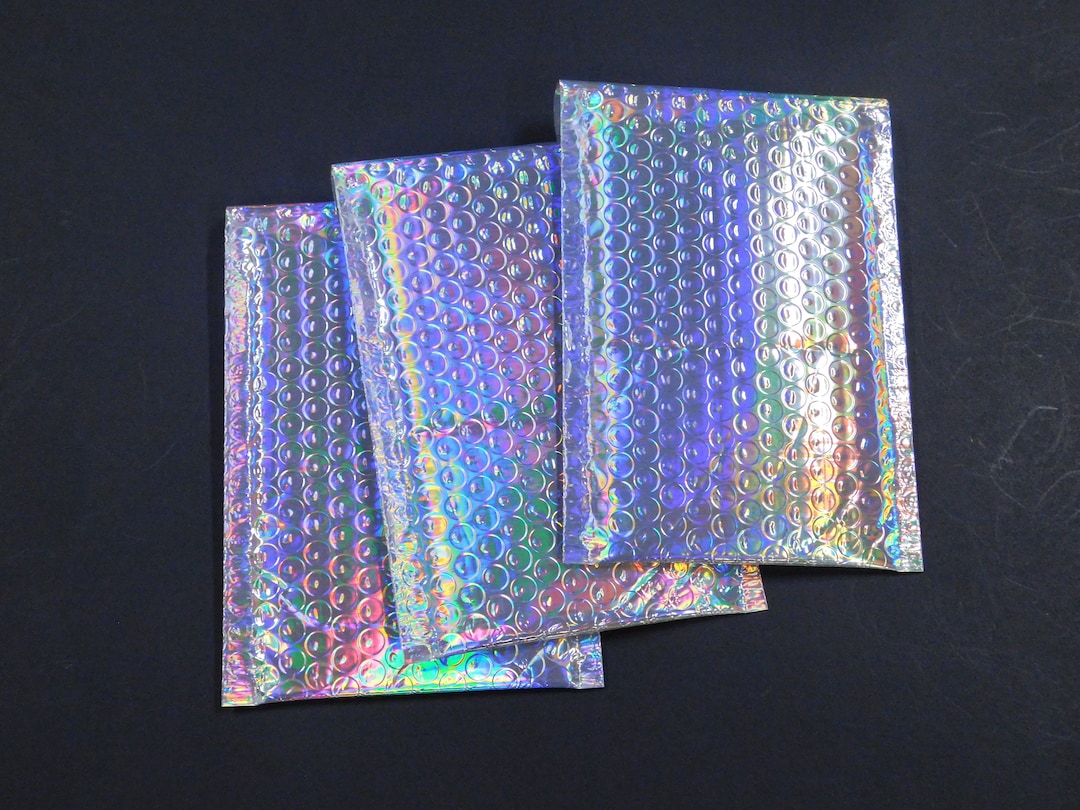 100 HOLOGRAPHIC Metallic Bubble Mailer 4x8 Self Seal Adhesive #000 ...
