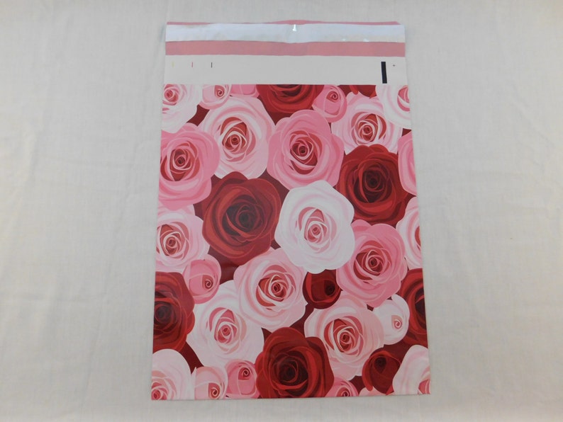 1 1000 Designer Roses 10x13 Poly Mailers Self Seal Adhesive Flat Envelope Bag Shiny Waterproof Shipping Tear Proof Lightweight Pink Red image 4