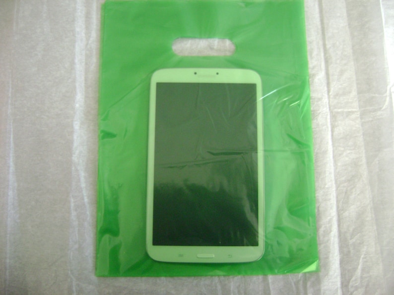 10 pack 9X12 Lime Green Merchandise Bags Glossy Handles Low Density Handle Gift Bags